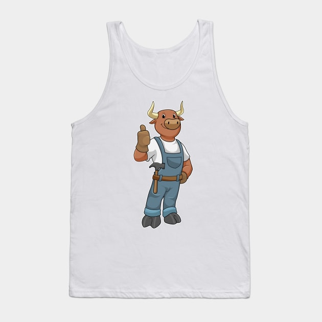 Bull as Handyman with Hammer Tank Top by Markus Schnabel